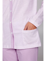 Pigiama Lungo Cardigan In Morbido Puro Cotone