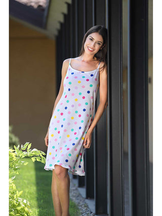 Camicia da notte con spalline a top in fresco cotone pettinato Alpina