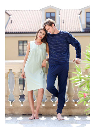 Camicia da notte spalla larga serafino in fresco cotone Alpina
