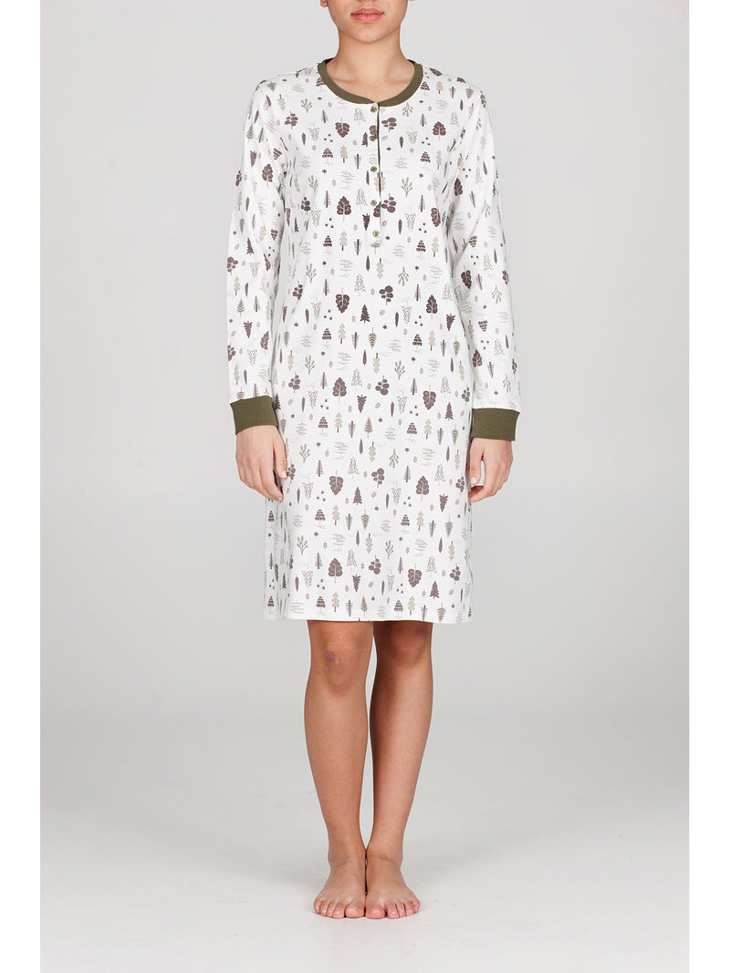 Camicia da notte in interlock di puro cotone