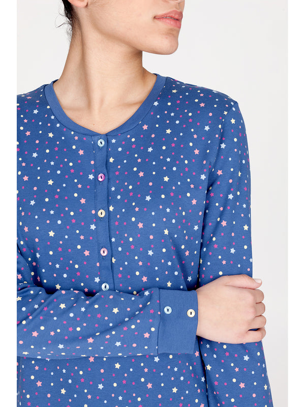 Camicia da notte in interlock di puro cotone