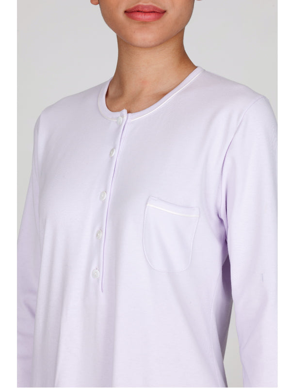 Camicia da notte in interlock di puro cotone
