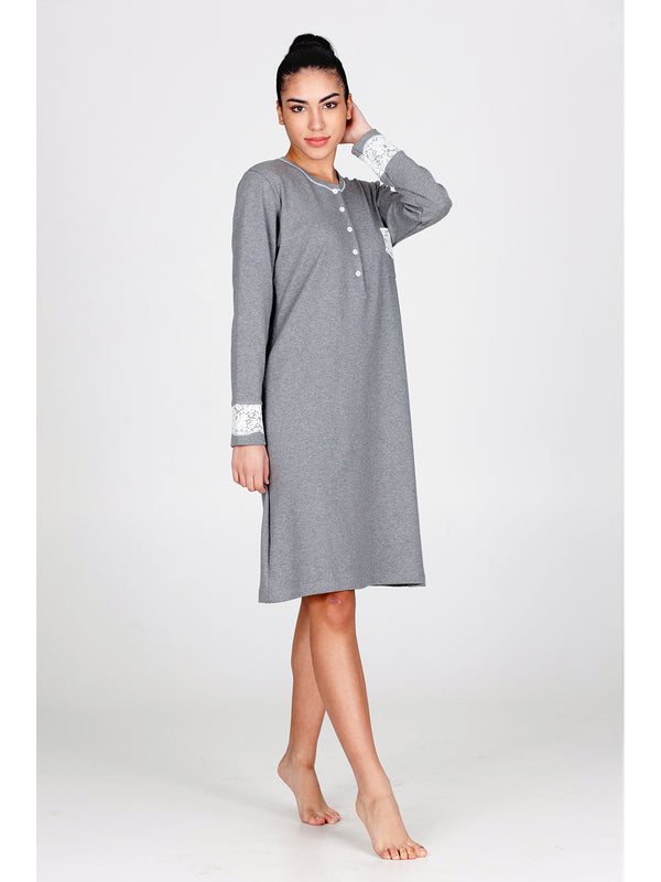 Camicia da notte in interlock di puro cotone