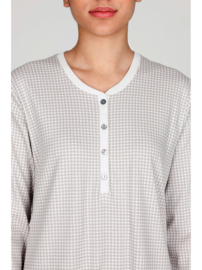 Camicia da notte in interlock di puro cotone