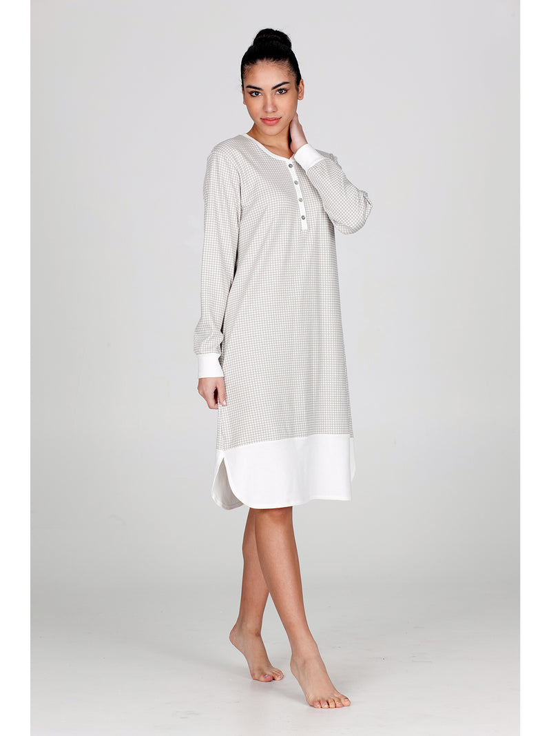 Camicia da notte in interlock di puro cotone