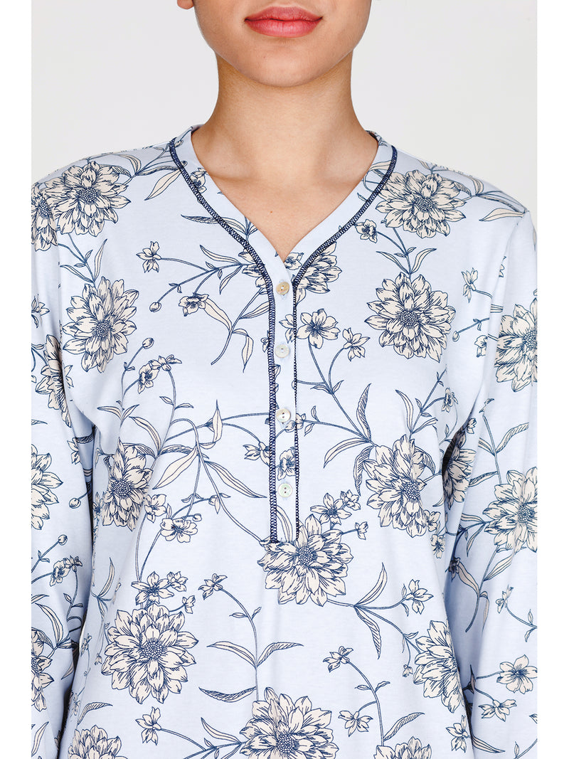 Camicia da notte in interlock di puro cotone