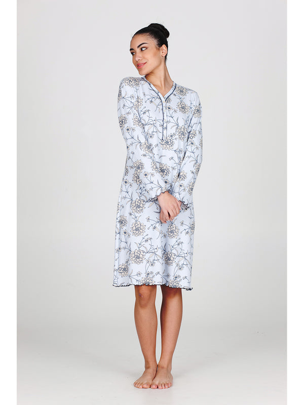 Camicia da notte in interlock di puro cotone