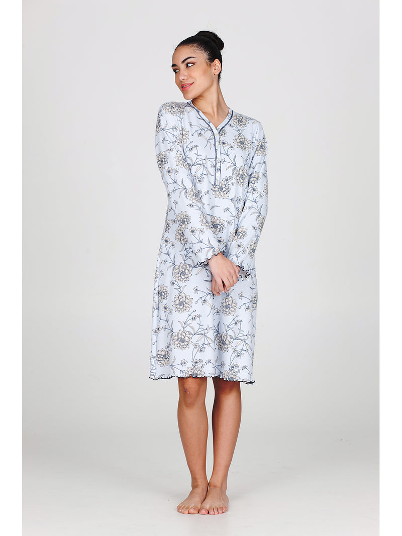 Camicia da notte in interlock di puro cotone