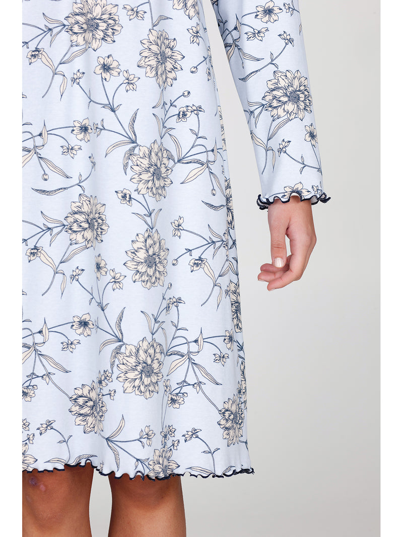 Camicia da notte in interlock di puro cotone