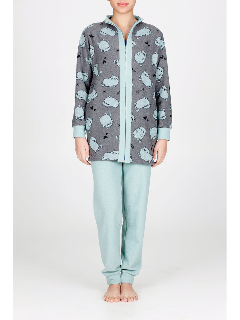 Vestaglia in caldo jacquard di cotone