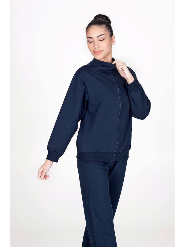 Tuta zip in felpa elasticizzata