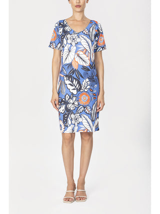 Abito mezza manica in lucente viscosa elasticizzata Alpina