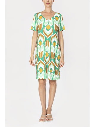 Abito mezza manica in lucente viscosa elasticizzata Alpina