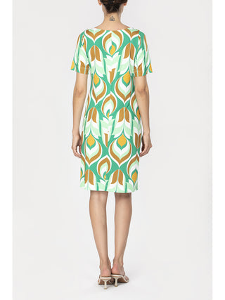 Abito mezza manica in lucente viscosa elasticizzata Alpina