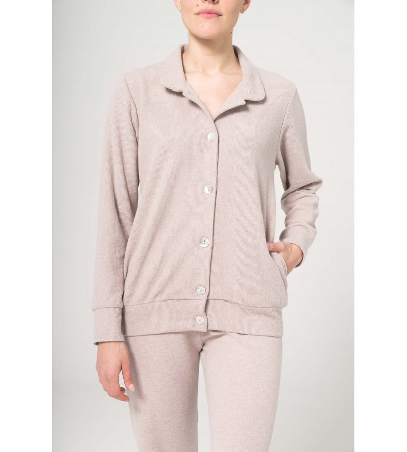 Pigiama cardigan in caldo cotone jacquard